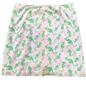 Vineyard Vines Textured Seersucker 100% Cotton Pale Pink Seahorse Mini Skirt 6